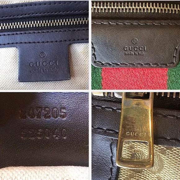 GUCCI GG Beige and Brown Boston Duffel Bag with Red and Green Sherryline Stripes - Picture 13 of 17